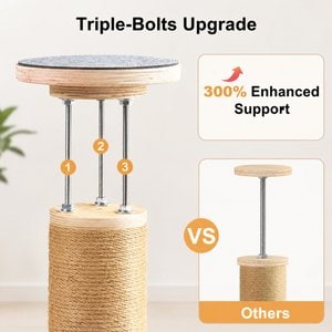 FUKUMARU Floor to Ceiling Cat Tower 69 to 118-in Adjustable 6 Level Cat Tree with Hammock, Beige