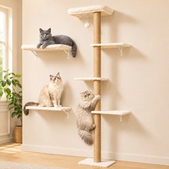 FUKUMARU Stable Wall Mounted Furniture Set Soft Cushion Perch 16-in Cat Scratcher, Beige