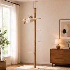FUKUMARU Wall-Mounted Adjustable Height 106-in Novelty Cat Tree, Brown