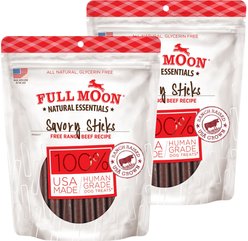 Full Moon All Natural Human Grade Beef Savory Sticks Dog Treats, 44-oz bundle