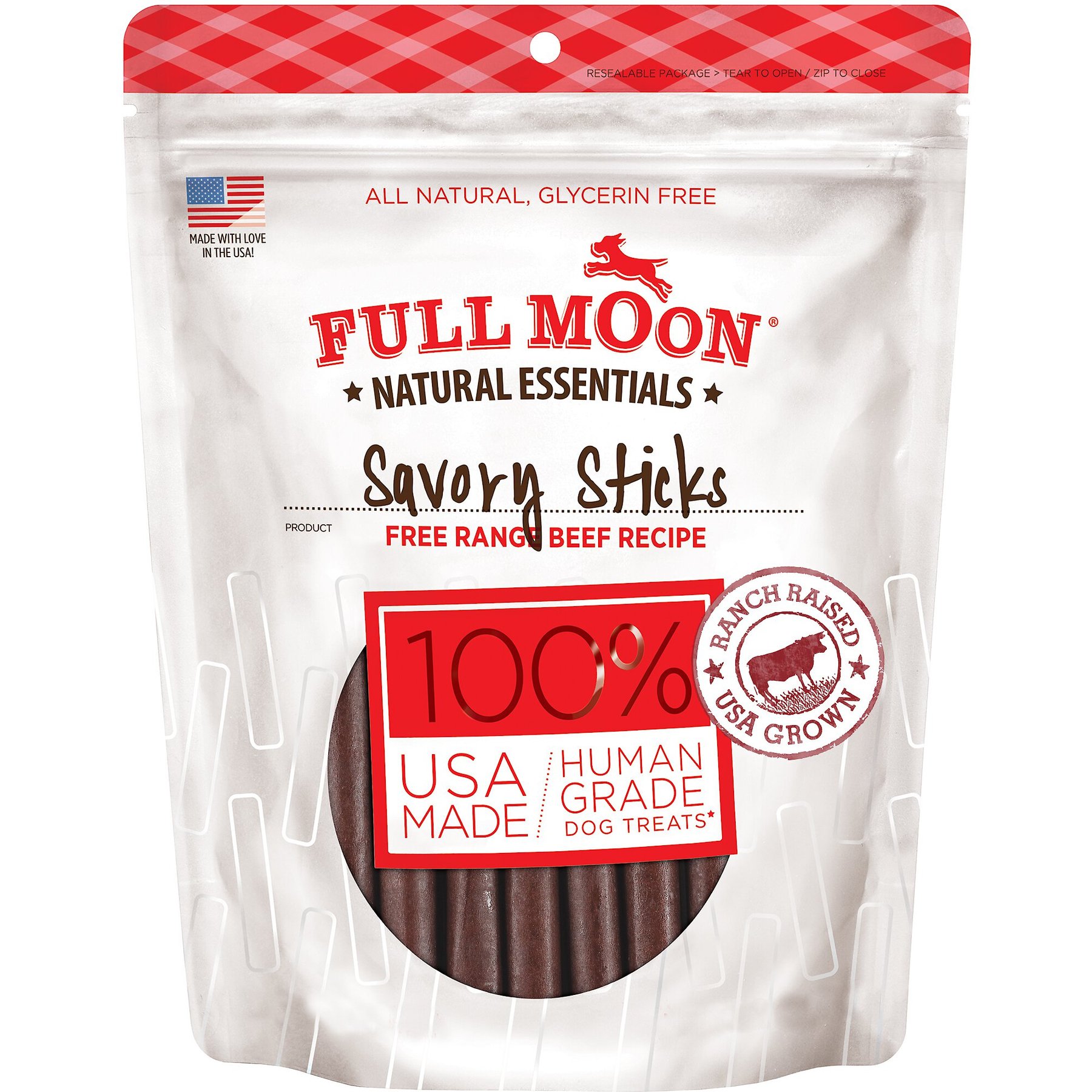 Full Moon All Natural Human Grade Beef Savory Sticks Dog Treats, 22-oz bag