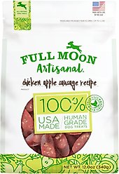 Full Moon Artisanal Chicken Apple Sausage Human Grade Adult Soft & Chewy Dog Treats, 12-oz bag