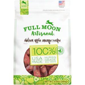 Full Moon Artisanal Chicken Apple Sausage Human Grade Adult Soft & Chewy Dog Treats, 12-oz bag
