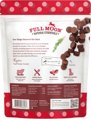 Show full view: Full Moon All Natural Human Grade Beef Savory Bites Dog Treats, 8-oz bag slide 3 of 6