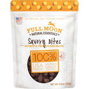 Full Moon All Natural Human Grade Chicken Savory Bites Dog Treats, 9-oz bag
