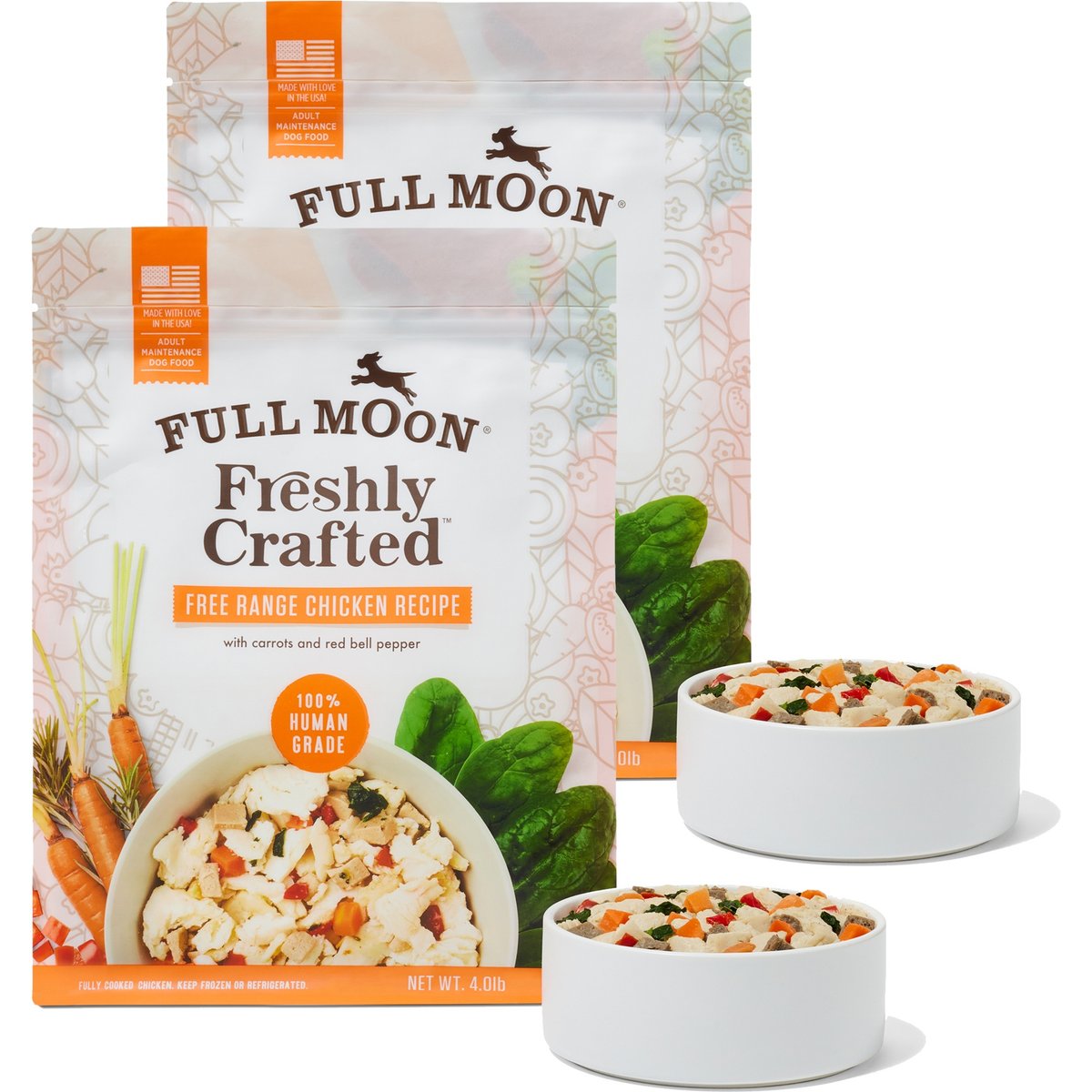 Full Moon Freshly Crafted Free Range Chicken Recipe Grain-Free Adult Frozen Dog Food, 8-lb bundle