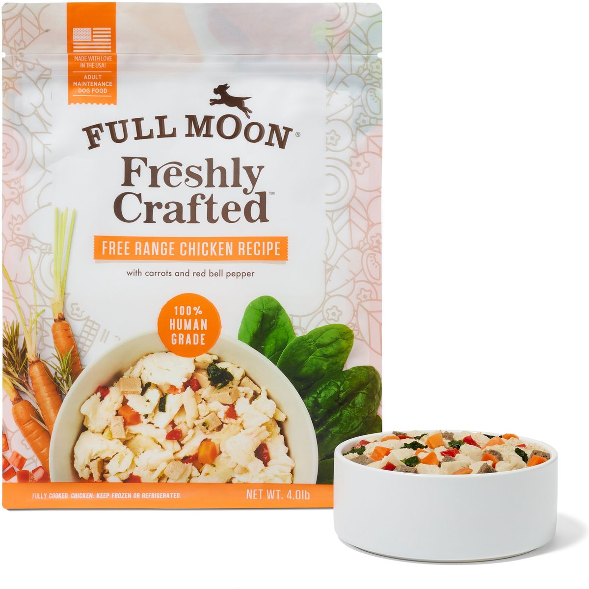 Full Moon Freshly Crafted Free Range Chicken Recipe Grain-Free Adult Frozen Dog Food, 4-lb bag