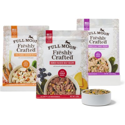 Full Moon Full Moon Freshly Crafted Homestead Turkey Recipe + Free Range Chicken Recipe + Ranch Raised Beef Recipe Grain-Free Adult Frozen Dog Food, 4-lb bags