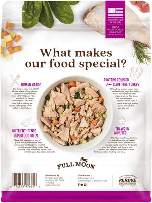 Show full view: Full Moon Freshly Crafted Homestead Turkey Recipe Grain-Free Adult Frozen Dog Food, 4-lb bag slide 3 of 10