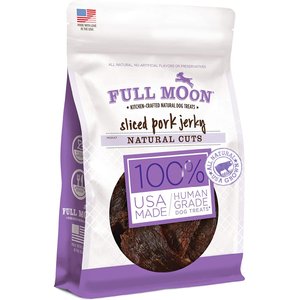 Full Moon Natural Cuts Sliced Pork Jerky Human-Grade Dog Treats, 10-oz bag