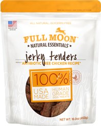 Full Moon Natural Essentials Jerky Tenders Chicken Recipe Human-Grade Dog Treats, 16-oz bag