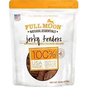 Full Moon Natural Essentials Jerky Tenders Chicken Recipe Human-Grade Dog Treats, 16-oz bag