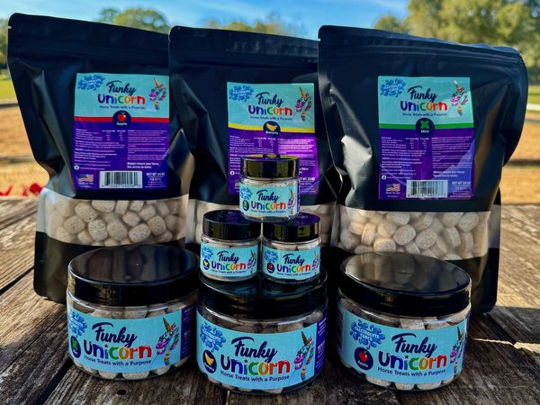 Show full view: Funky Unicorn Banana Electrolyte Cubes Horse Supplement, 21-oz pouch slide 6 of 8