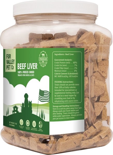 Fur Valley Beef Liver Freeze-Dried Dog & Cat Treats, 12-oz jar