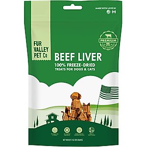 Fur Valley Beef Liver Grain-Free Freeze-Dried Dog Treats, 3-oz bag