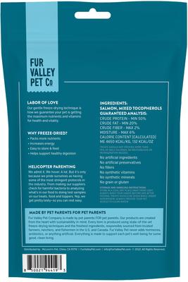 Show full view: Fur Valley Salmon Bites Grain-Free Freeze-Dried Dog Treats, 2-oz bag slide 3 of 7