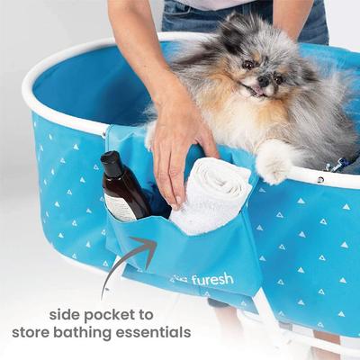 Show full view: Furesh Elevated Folding Pet Bath Tub & Wash Station, Blue slide 7 of 10
