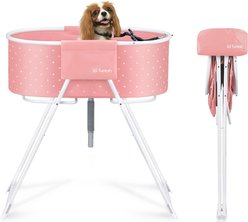 Furesh Elevated Folding Pet Bath Tub & Wash Station, Pink