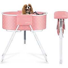 Furesh Elevated Folding Pet Bath Tub & Wash Station, Pink