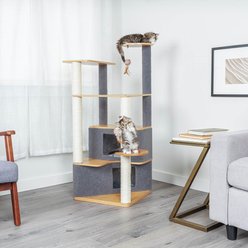 FurHaven 47-in Ascentials Luxe Suite Cat Tree, Bamboo & Gray