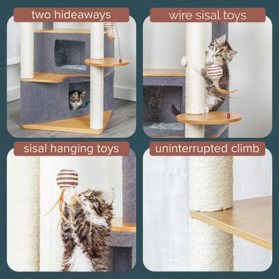 Show full view: FurHaven 47-in Ascentials Luxe Suite Cat Tree, Bamboo & Gray slide 3 of 11