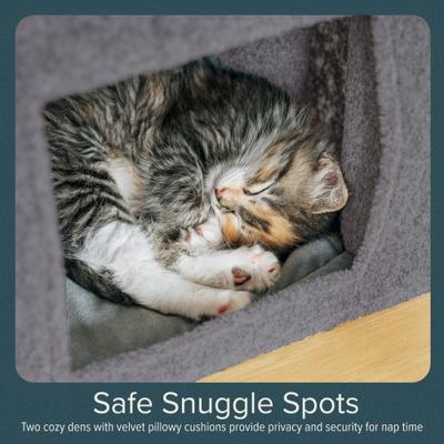 Show full view: FurHaven 47-in Ascentials Luxe Suite Cat Tree, Bamboo & Gray slide 5 of 11