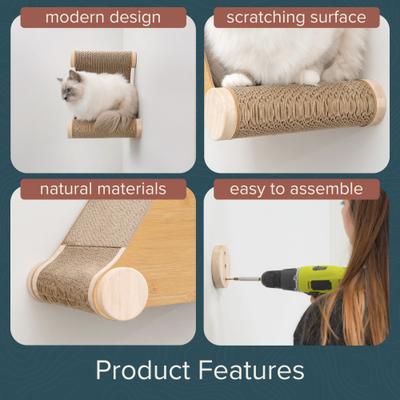 Show full view: FurHaven Ascentials Basecamp Cat Wall Shelve, Bamboo slide 3 of 11