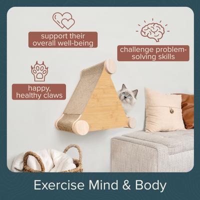 Show full view: FurHaven Ascentials Basecamp Cat Wall Shelve, Bamboo slide 4 of 11