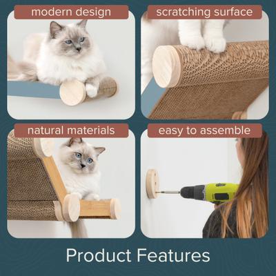 Show full view: FurHaven Ascentials Lookout Lounge Cat Wall Shelve, Bamboo slide 3 of 11