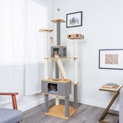 FurHaven Ascentials Royal Suite Cat Tree, Bamboo/Gray, 68-in