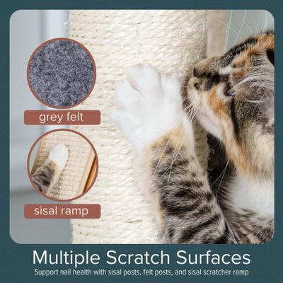 Show full view: FurHaven Ascentials Royal Suite Cat Tree, Bamboo/Gray, 68-in slide 5 of 11