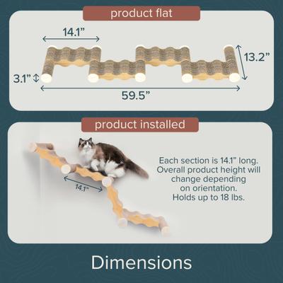 Show full view: FurHaven Ascentials Wave Cat Wall Shelve, Bamboo slide 9 of 11