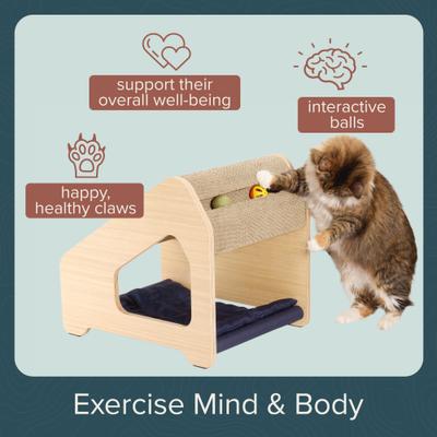 Show full view: FurHaven Ascentials Wooden Cat Chalet with Hammock, Navy slide 4 of 10