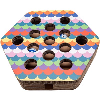 FurHaven FurHaven Busy Box Corrugated Hexagon Cat Scratcher Toy with Catnip