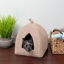 FurHaven Calming Fleece Covered Dog & Cat Bed, Beige Buff