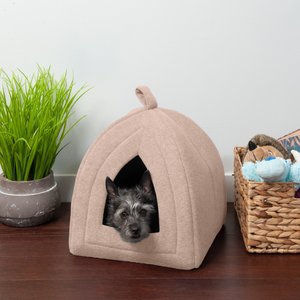 FurHaven Calming Fleece Covered Dog & Cat Bed, Beige Buff
