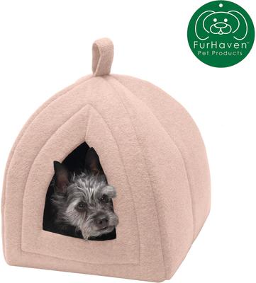 Show full view: FurHaven Calming Fleece Covered Dog & Cat Bed, Beige Buff slide 4 of 8