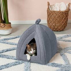 FurHaven Calming Fleece Covered Dog & Cat Bed, Heather Gray