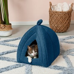 FurHaven Calming Fleece Covered Dog & Cat Bed, Lagoon Blue