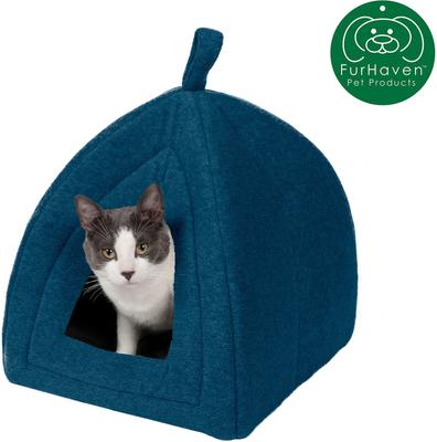 Show full view: FurHaven Calming Fleece Covered Dog & Cat Bed, Lagoon Blue slide 5 of 9