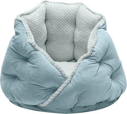 Show full view: FurHaven Calming Hug Bolster Cat & Dog Bed, Aquamarine, Medium slide 3 of 9