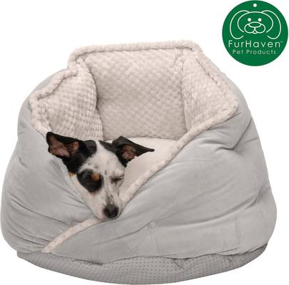 Show full view: FurHaven Calming Hug Bolster Cat & Dog Bed, Silver Gray, Small slide 4 of 9