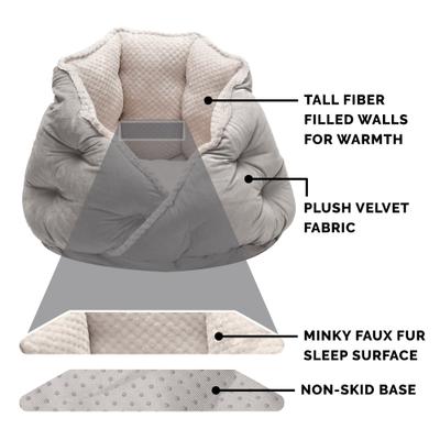 Show full view: FurHaven Calming Hug Bolster Cat & Dog Bed, Silver Gray, Small slide 5 of 9