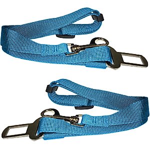 FurHaven Car Dog Seat Belt & Clip, 2 count, Lagoon Blue