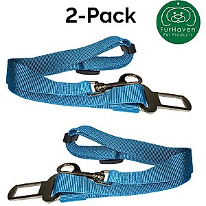 FurHaven Car Dog Seat Belt & Clip, 2 count, Lagoon Blue