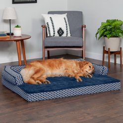 FurHaven Comfy Couch Cooling Gel Cat & Dog Bed with Removable Cover, Diamond Blue, Jumbo slide 1 of 9