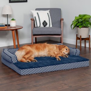 FurHaven Comfy Couch Cooling Gel Cat & Dog Bed with Removable Cover, Diamond Blue, Jumbo