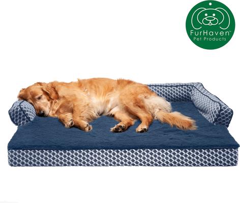 Show full view: FurHaven Comfy Couch Cooling Gel Cat & Dog Bed with Removable Cover, Diamond Blue, Jumbo slide 4 of 10