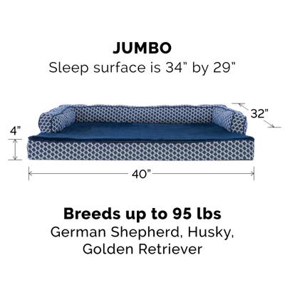 Show full view: FurHaven Comfy Couch Cooling Gel Cat & Dog Bed with Removable Cover, Diamond Blue, Jumbo slide 5 of 10
