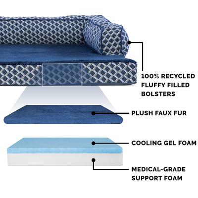 Show full view: FurHaven Comfy Couch Cooling Gel Cat & Dog Bed with Removable Cover, Diamond Blue, Jumbo slide 6 of 10